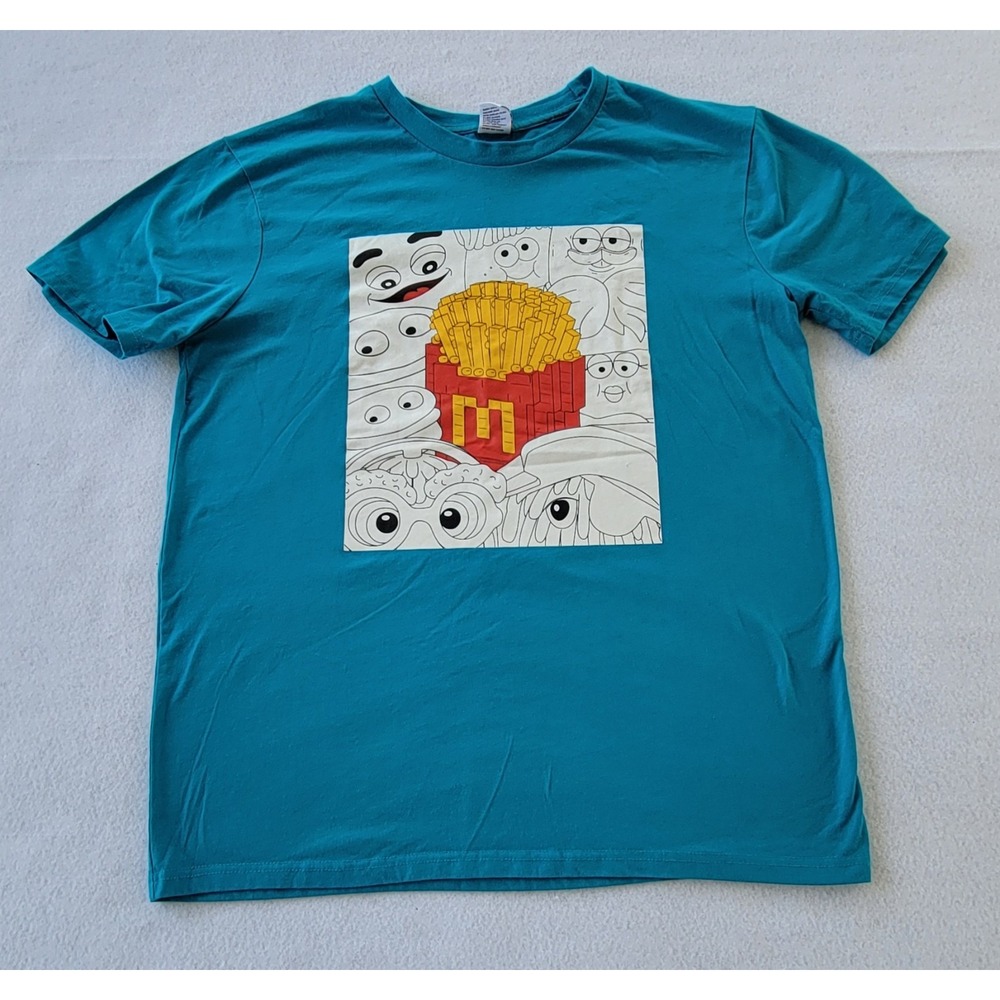 McDonalds Tee Shirt Unisex Size‎ L Blue French Fries Short Sleeve